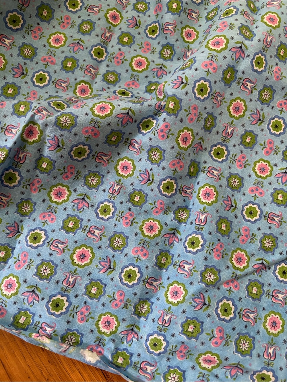1 3/4 yards vintage blue cotton